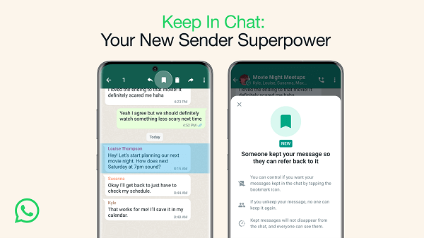 WhatsApp aggiunge una nuova opzione che consente agli utenti di mantenere i messaggi scomparsi