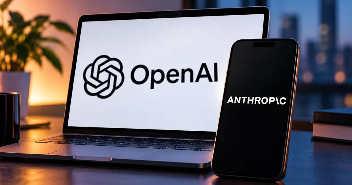 I loghi di OpenAI e Anthropic su uno schermo